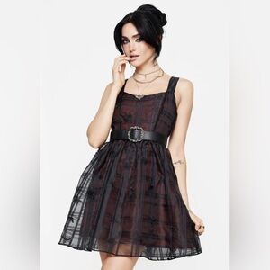 Sedona Organza Check Embroidered Mini Dress